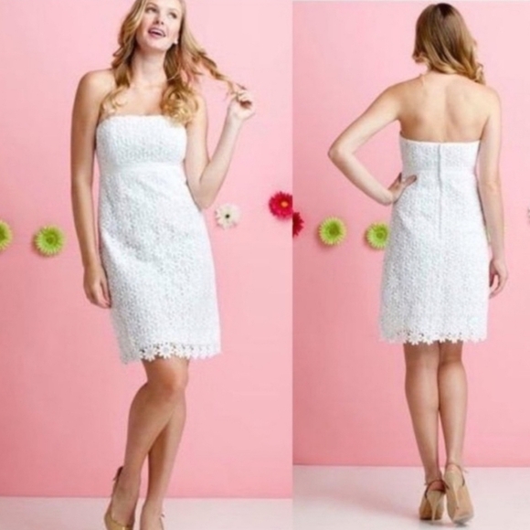 Lilly Pulitzer, Bowen Daisy White Strapless Dress, Classic White, Size 4‎ - Picture 3 of 13